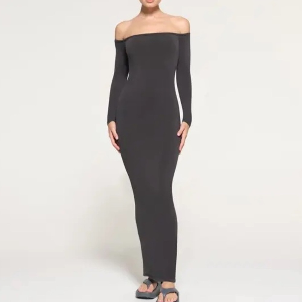 Elegant Off-Shoulder Gray Dress